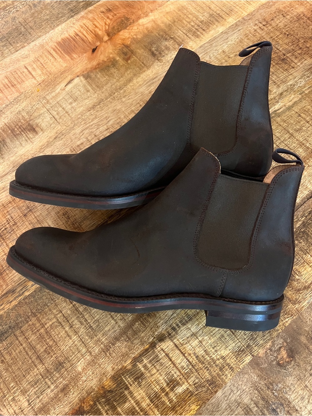 Crockett & Jones Chelsea 5 Dark Brown Rough-Out Suede Boots UK 7E Dainite